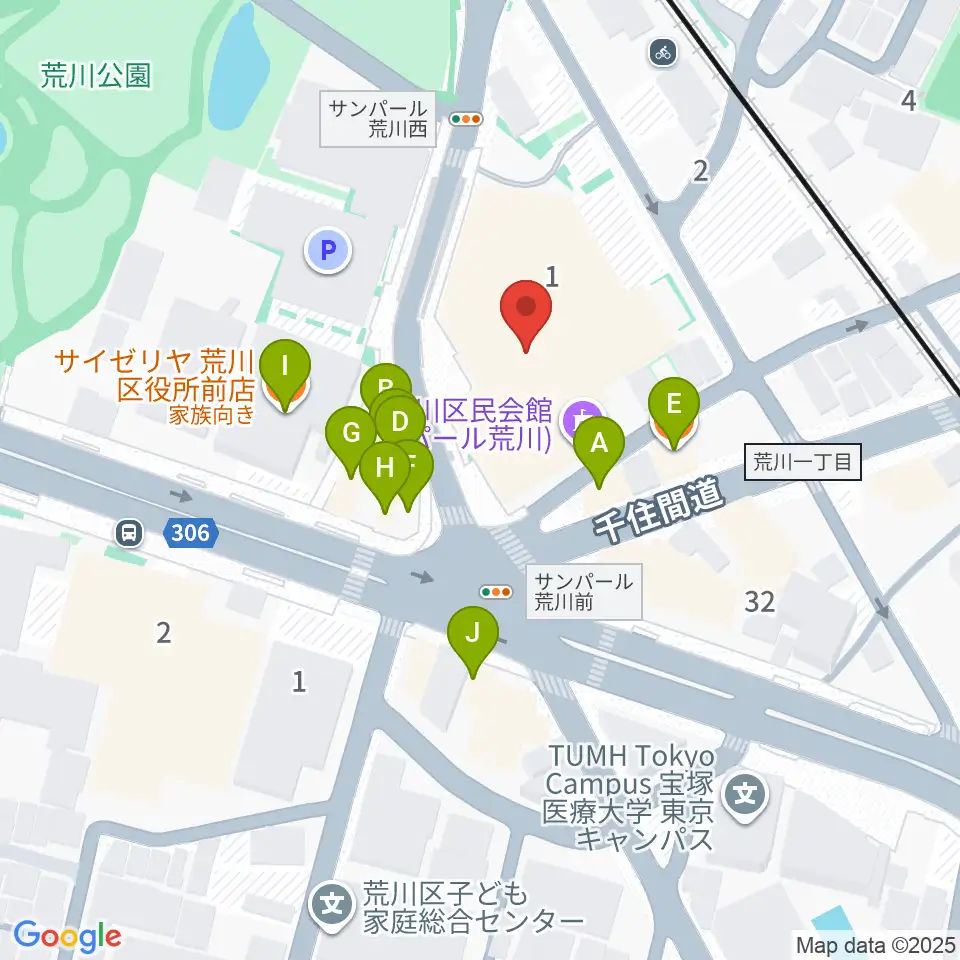 サンパール荒川周辺のファミレス・ファーストフード一覧地図