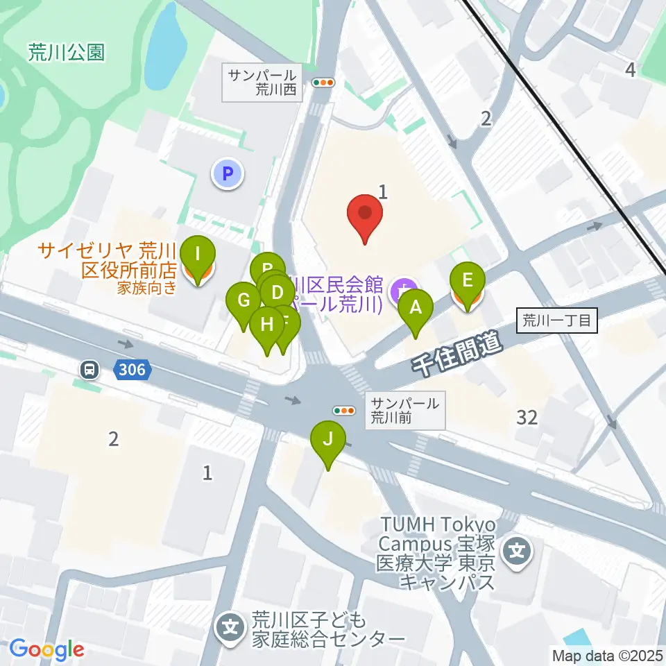サンパール荒川周辺のファミレス・ファーストフード一覧地図