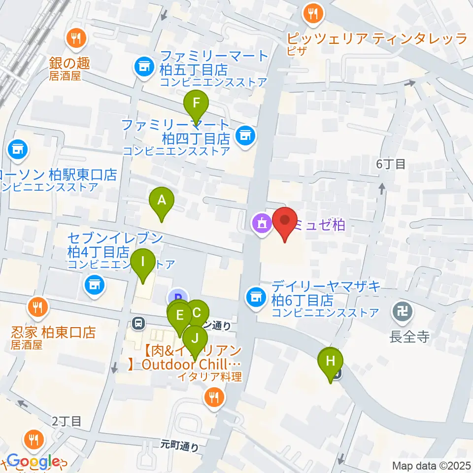 アミュゼ柏周辺のファミレス・ファーストフード一覧地図