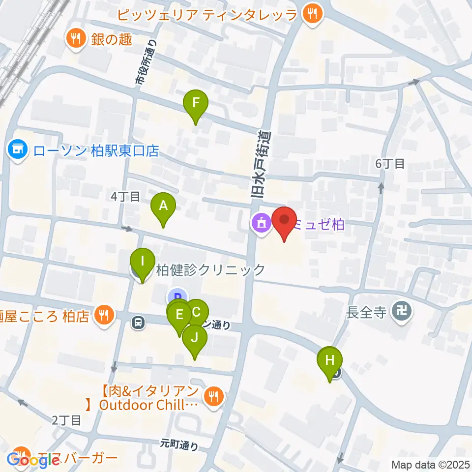 アミュゼ柏周辺のファミレス・ファーストフード一覧地図