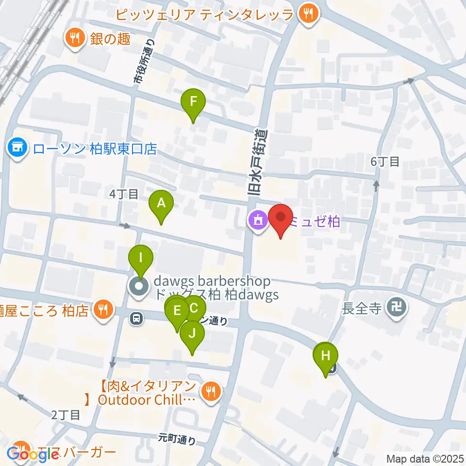 アミュゼ柏周辺のファミレス・ファーストフード一覧地図