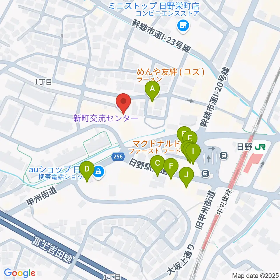新町交流センター周辺のファミレス・ファーストフード一覧地図