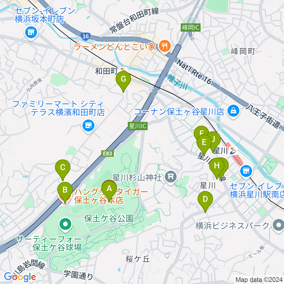 かながわアートホール周辺のファミレス・ファーストフード一覧地図