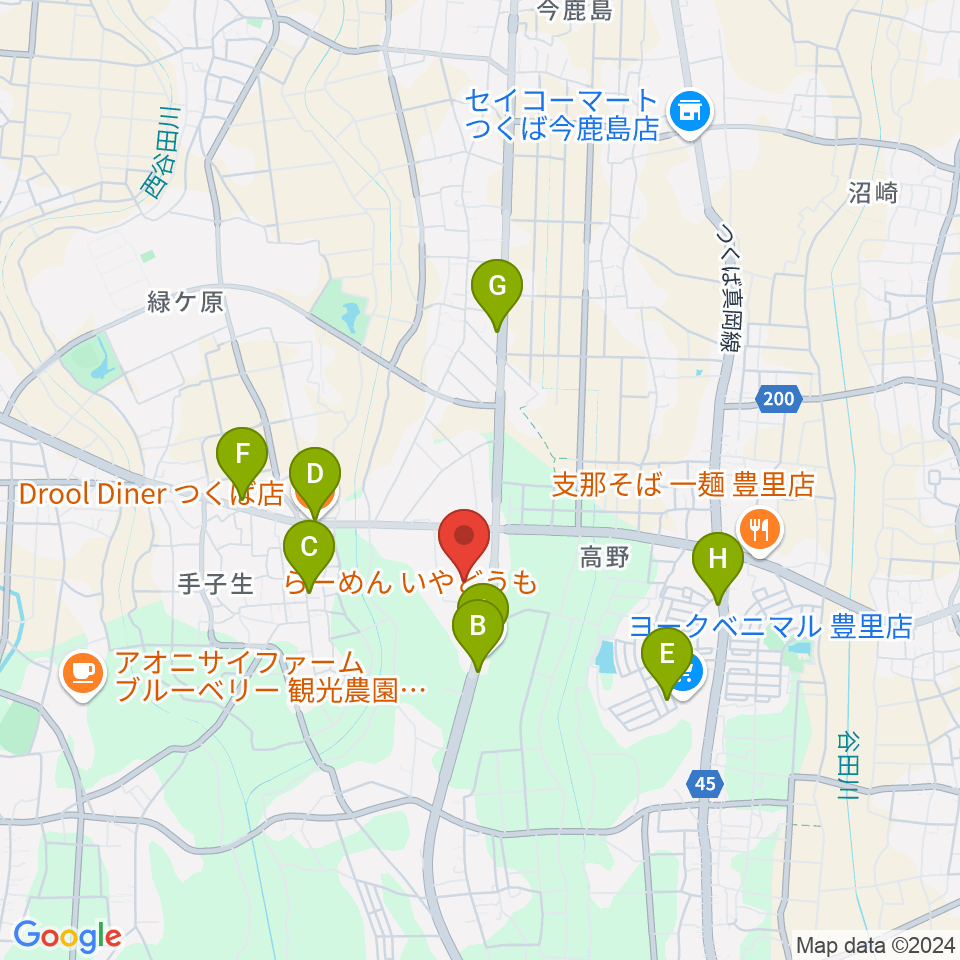 市民ホールとよさと周辺のファミレス・ファーストフード一覧地図