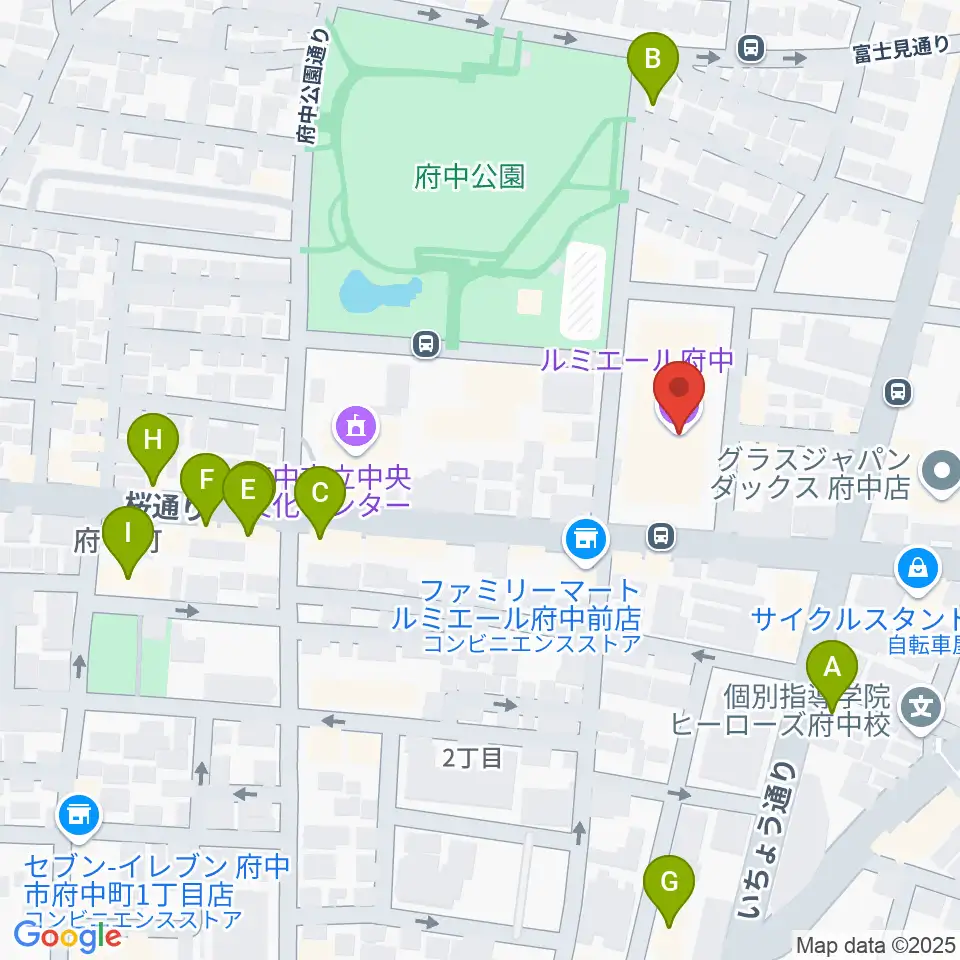 ルミエール府中周辺のファミレス・ファーストフード一覧地図