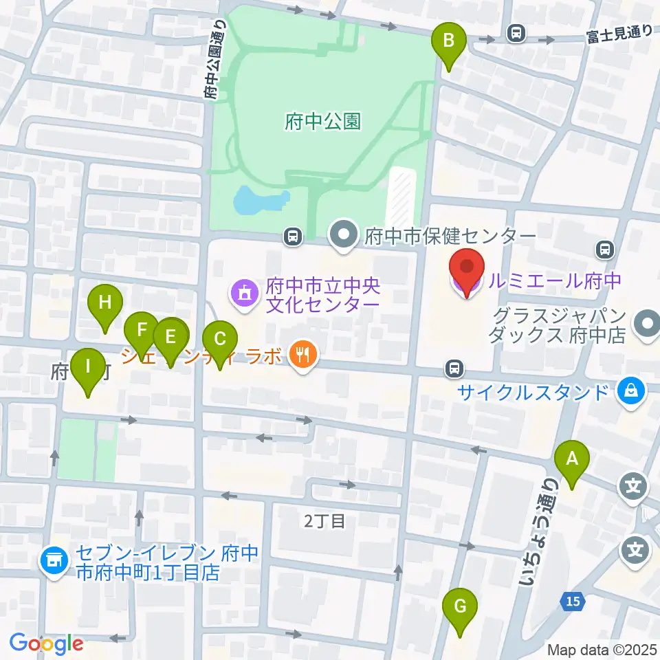 ルミエール府中周辺のファミレス・ファーストフード一覧地図