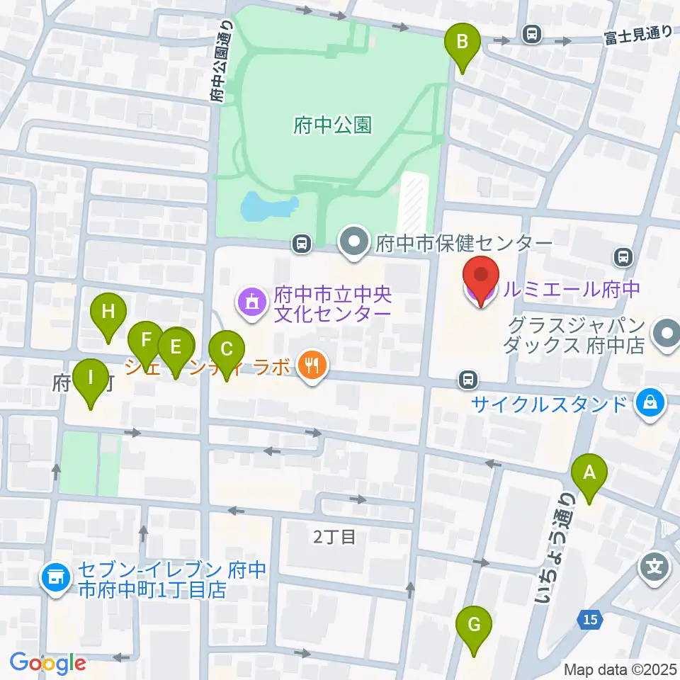 ルミエール府中周辺のファミレス・ファーストフード一覧地図