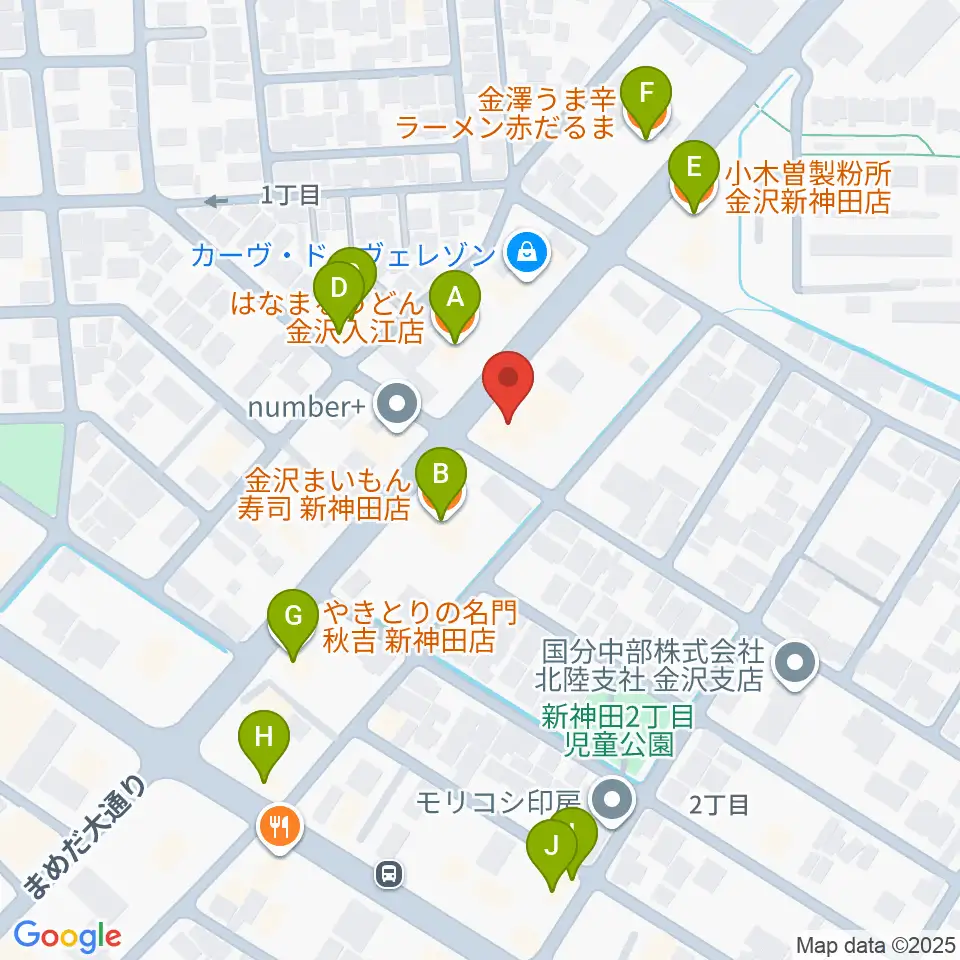 北陸楽器周辺のファミレス・ファーストフード一覧地図