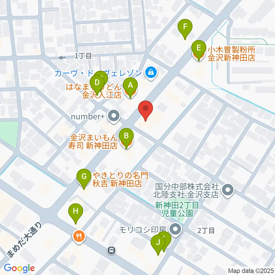 北陸楽器周辺のファミレス・ファーストフード一覧地図
