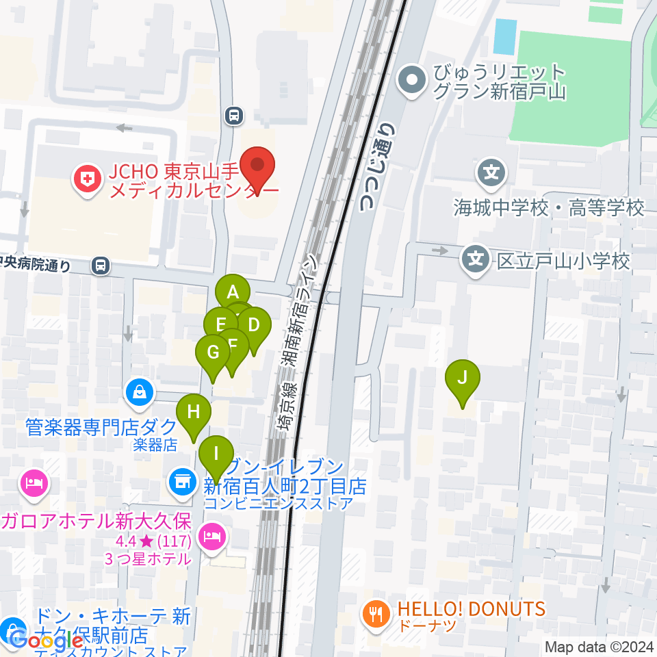 東京グローブ座周辺のファミレス・ファーストフード一覧地図