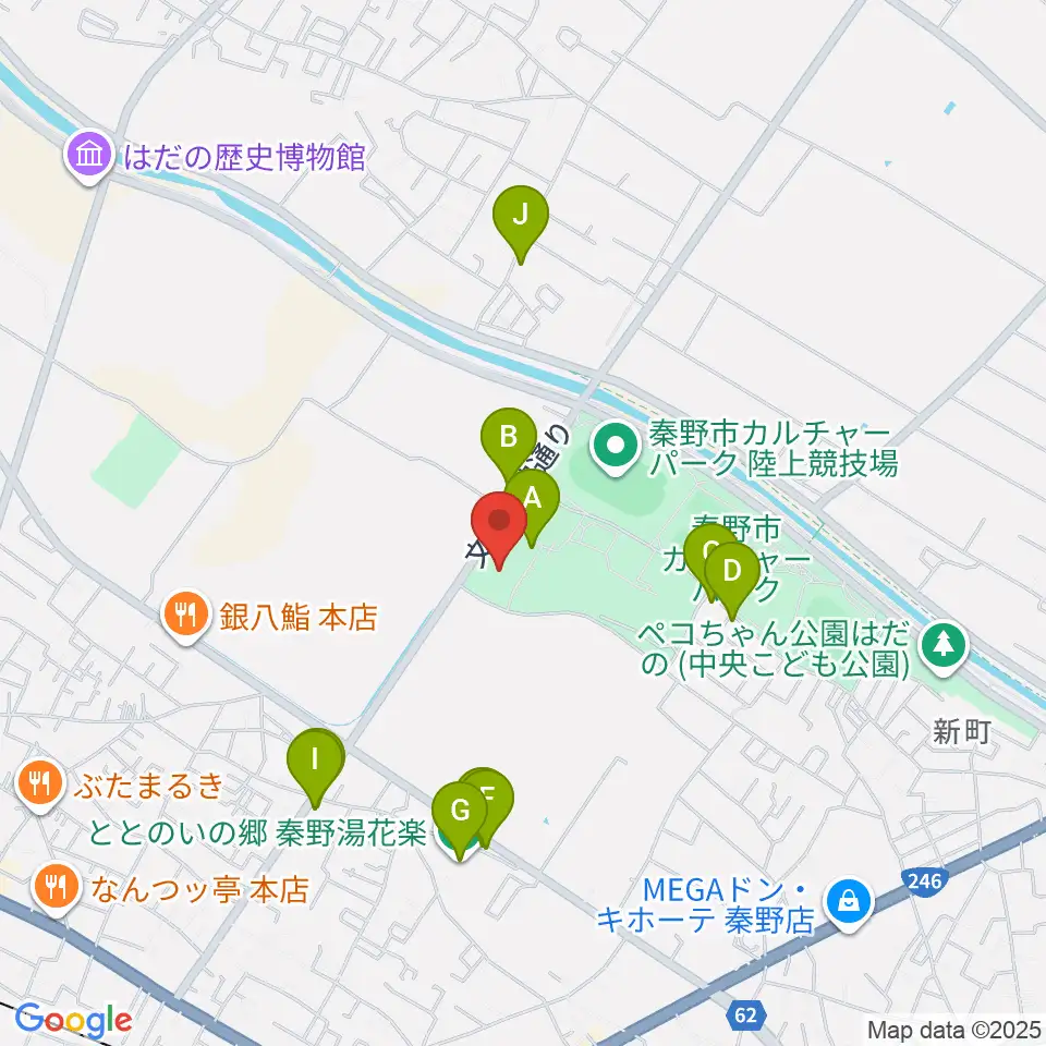 クアーズテック秦野カルチャーホール周辺のファミレス・ファーストフード一覧地図