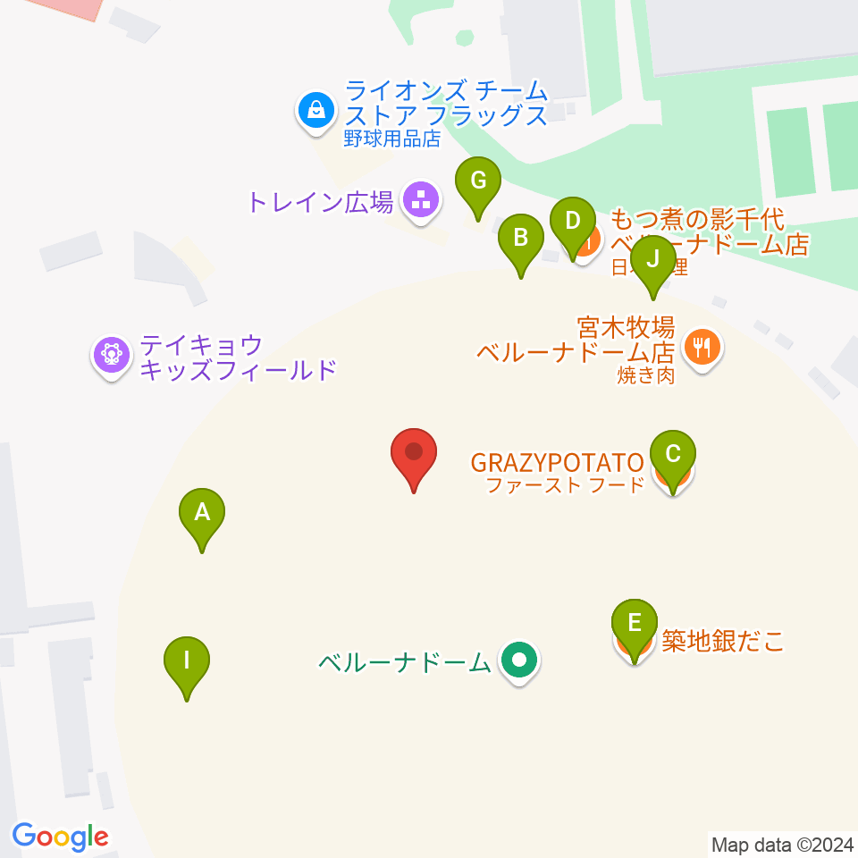 ベルーナドーム周辺のファミレス・ファーストフード一覧地図