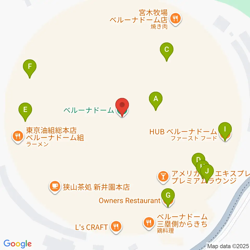 ベルーナドーム周辺のファミレス・ファーストフード一覧地図