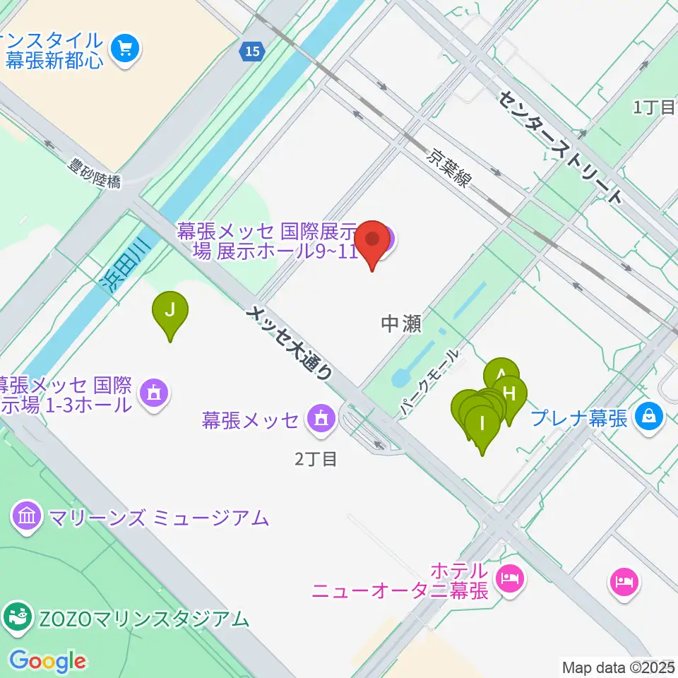 幕張メッセ 国際展示場9-11ホール周辺のファミレス・ファーストフード一覧地図