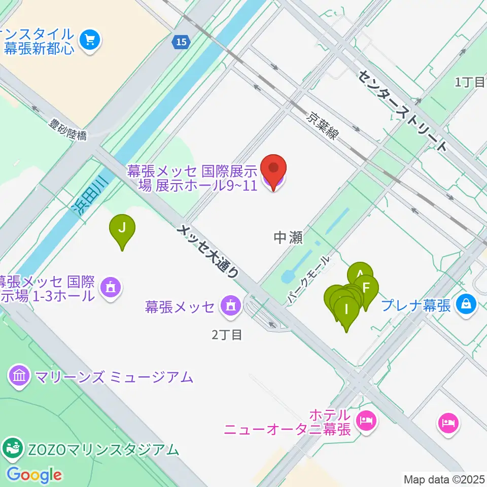 幕張メッセ 国際展示場9-11ホール周辺のファミレス・ファーストフード一覧地図