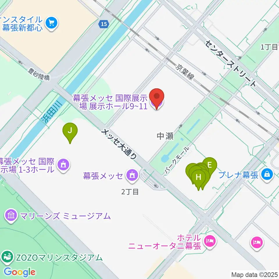幕張メッセ 国際展示場9-11ホール周辺のファミレス・ファーストフード一覧地図