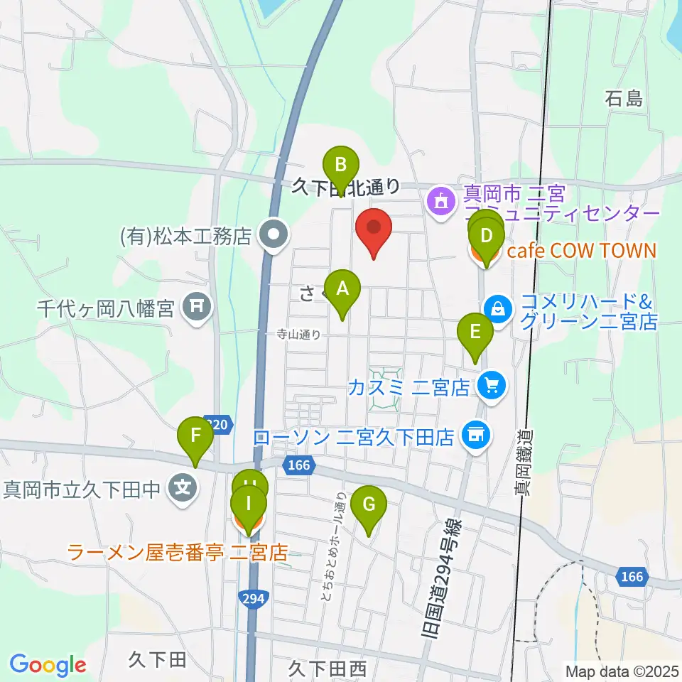 にのみやとちおとめホール 真岡市生涯学習館周辺のファミレス・ファーストフード一覧地図