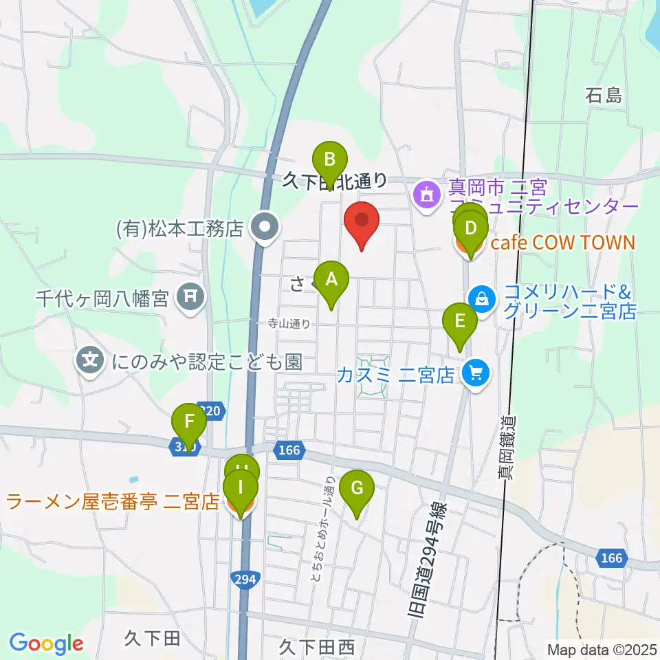 にのみやとちおとめホール 真岡市生涯学習館周辺のファミレス・ファーストフード一覧地図