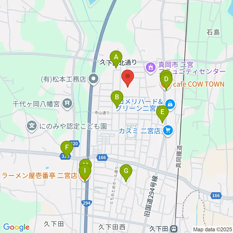 にのみやとちおとめホール 真岡市生涯学習館周辺のファミレス・ファーストフード一覧地図