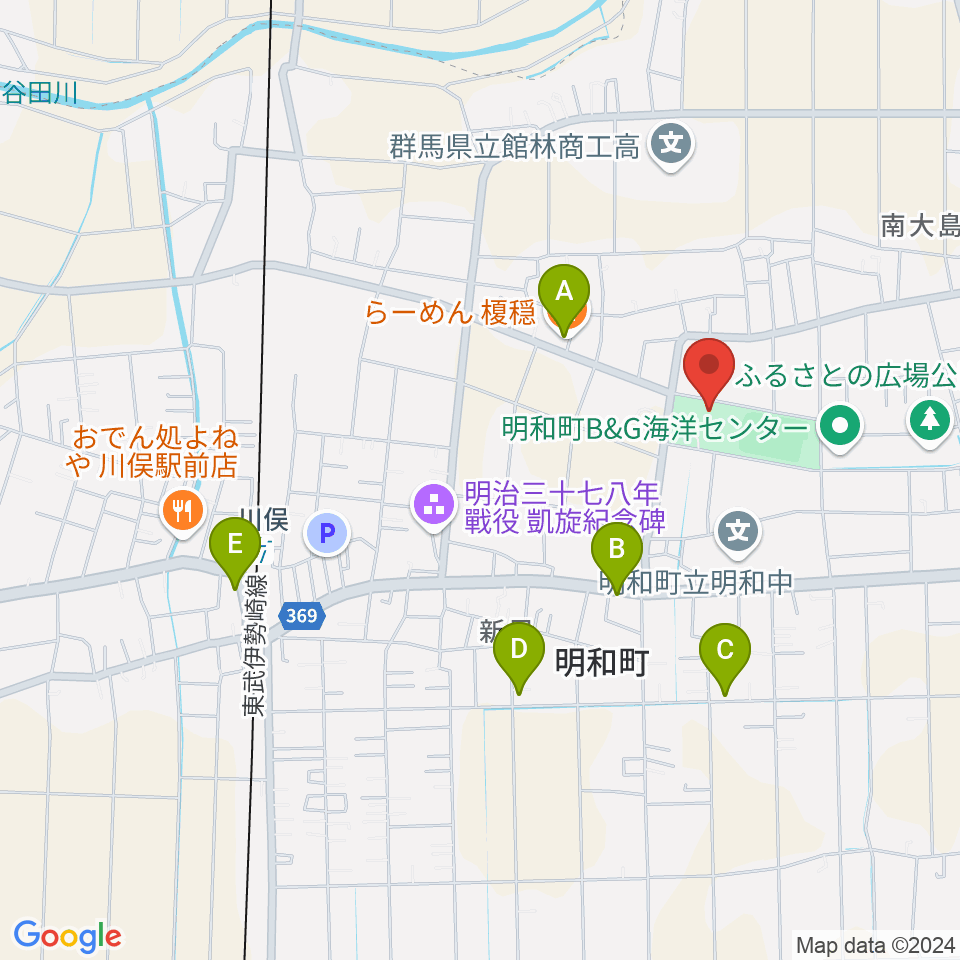 日本キャンパックホール周辺のファミレス・ファーストフード一覧地図