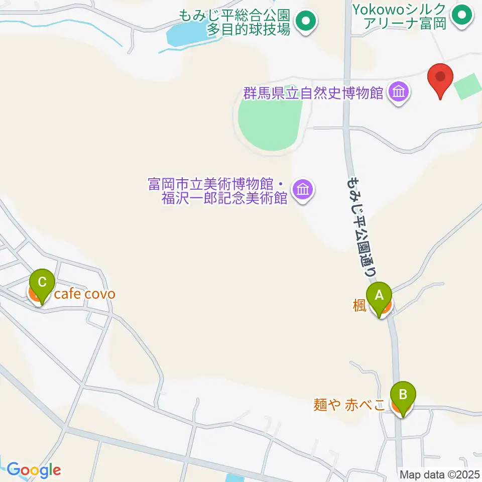 富岡市かぶら文化ホール周辺のファミレス・ファーストフード一覧地図
