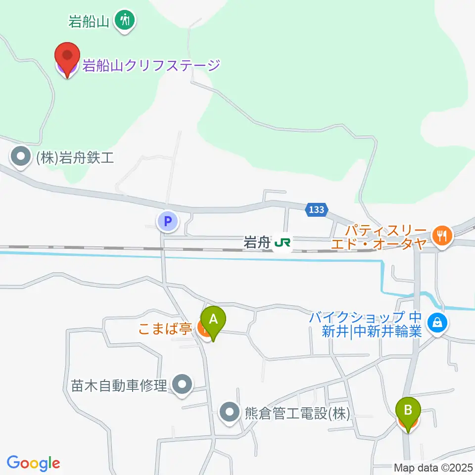 岩船山クリフステージ周辺のファミレス・ファーストフード一覧地図