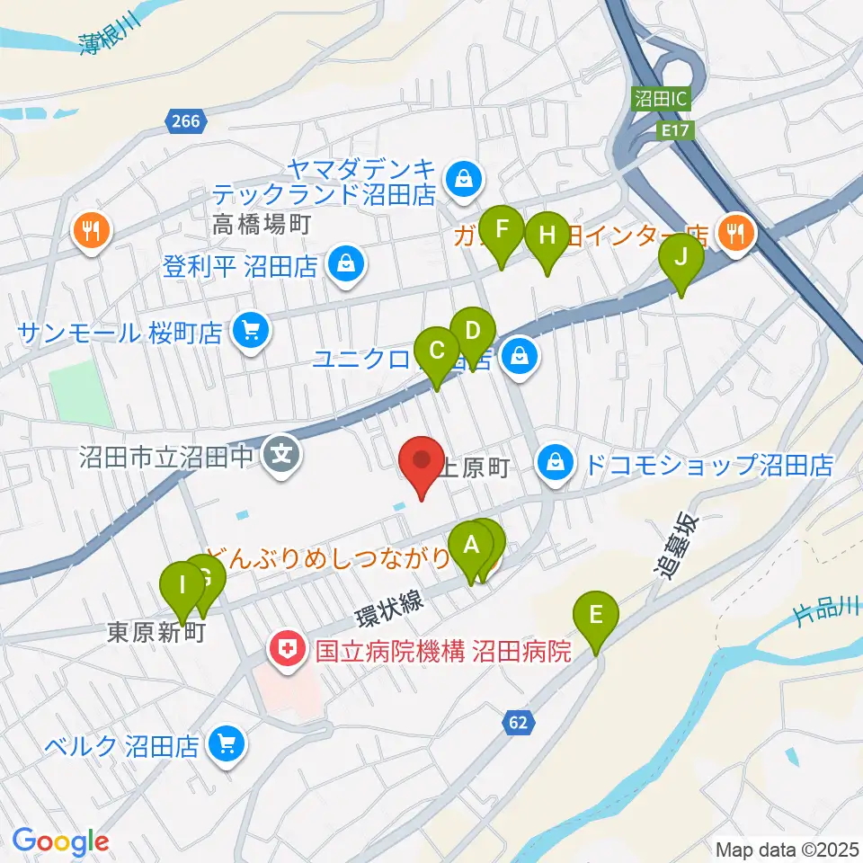 利根沼田文化会館周辺のファミレス・ファーストフード一覧地図