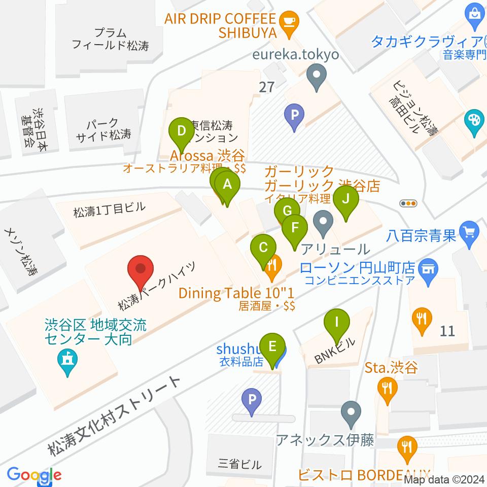 タカギクラヴィア 松濤サロン周辺のファミレス・ファーストフード一覧地図