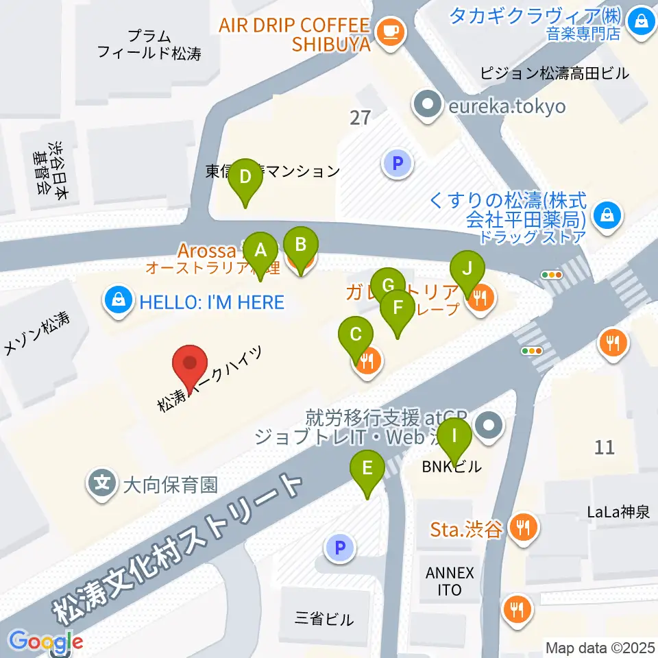 タカギクラヴィア 松濤サロン周辺のファミレス・ファーストフード一覧地図