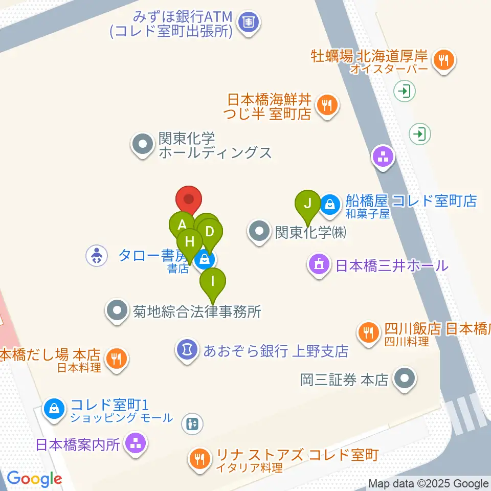 日本橋三井ホール周辺のファミレス・ファーストフード一覧地図