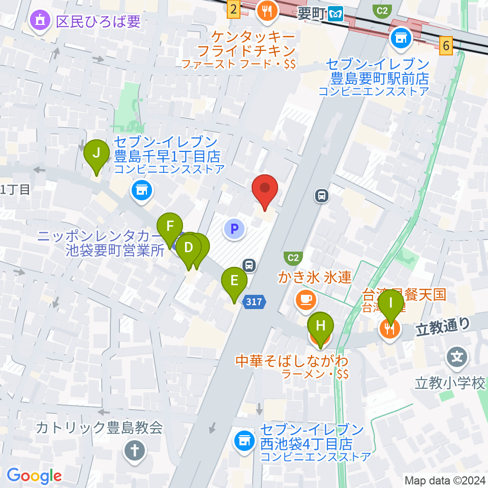 GGサロン周辺のファミレス・ファーストフード一覧地図