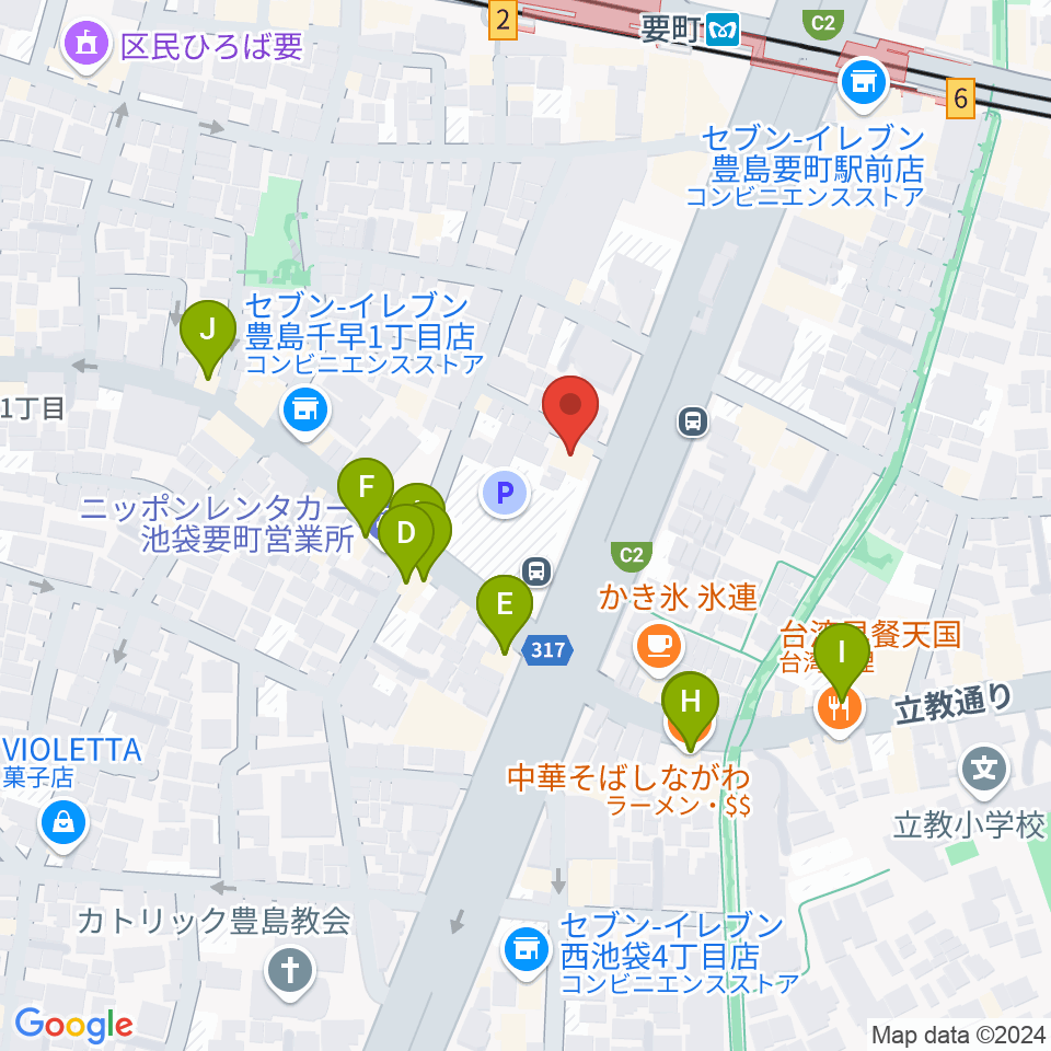 GGサロン周辺のファミレス・ファーストフード一覧地図