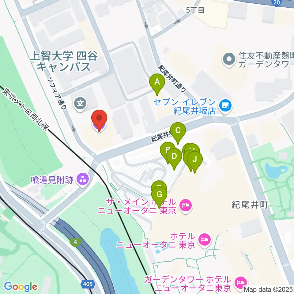 紀尾井ホール周辺のファミレス・ファーストフード一覧地図