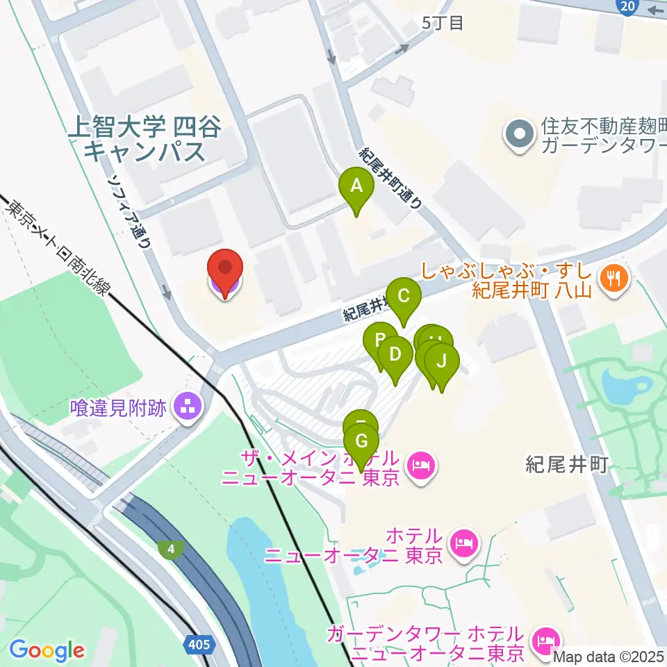 紀尾井ホール周辺のファミレス・ファーストフード一覧地図