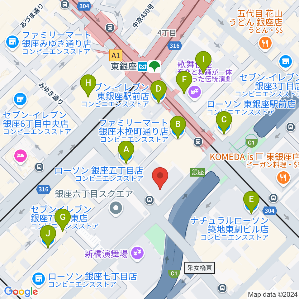 時事通信ホール周辺のコンビニエンスストア一覧地図