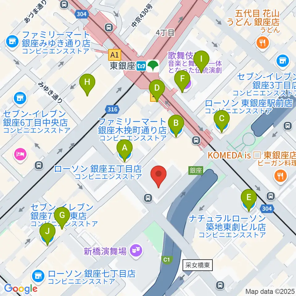 時事通信ホール周辺のコンビニエンスストア一覧地図