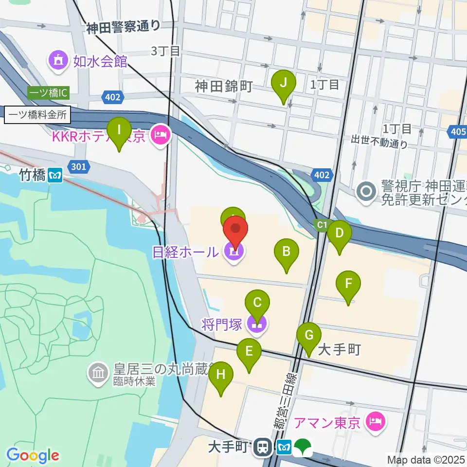 日経ホール周辺のコンビニエンスストア一覧地図