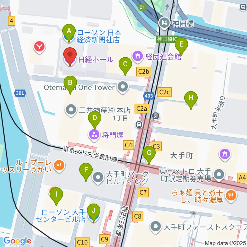 日経ホール周辺のコンビニエンスストア一覧地図