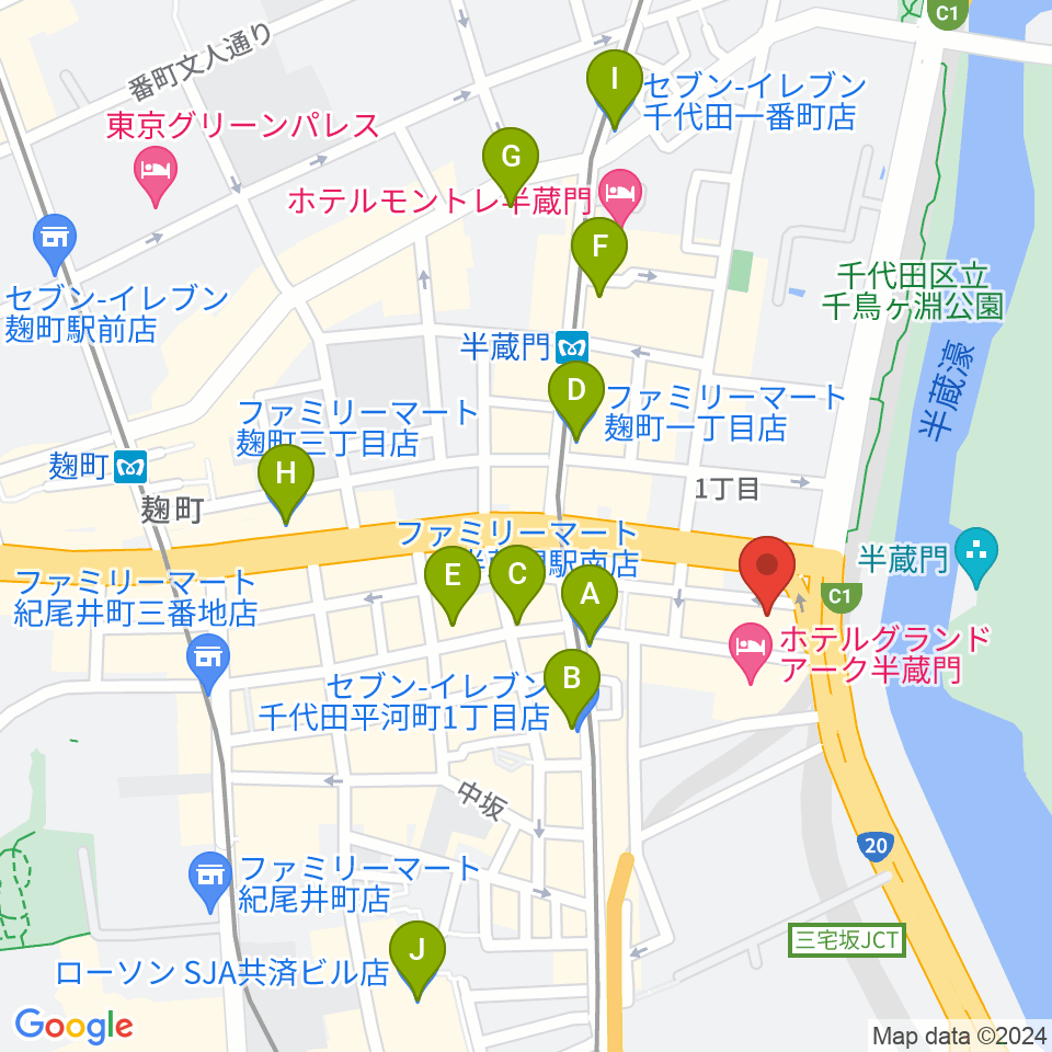 TOKYO FM HALL周辺のコンビニエンスストア一覧地図
