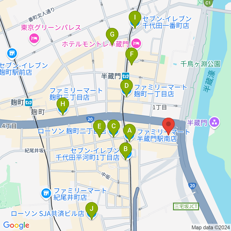 TOKYO FM HALL周辺のコンビニエンスストア一覧地図