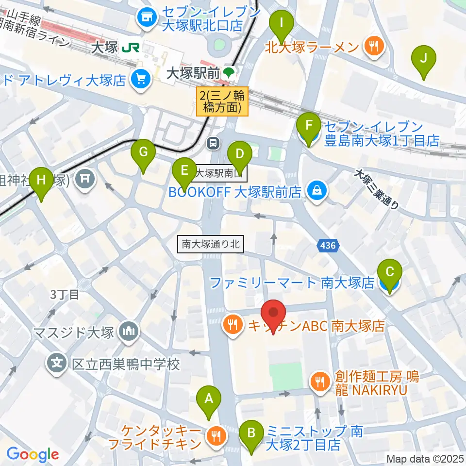 南大塚ホール周辺のコンビニエンスストア一覧地図