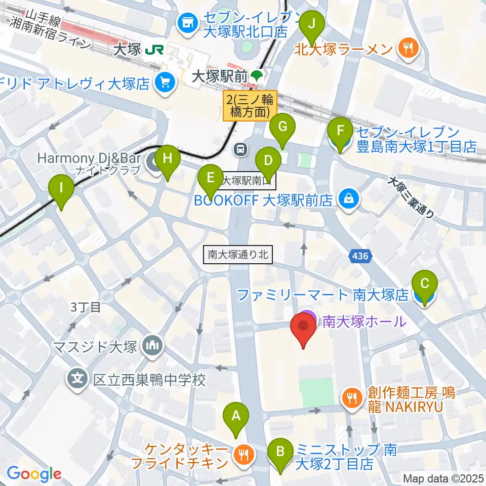 南大塚ホール周辺のコンビニエンスストア一覧地図