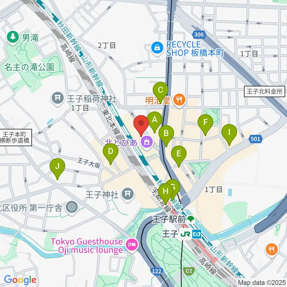 北とぴあ周辺のコンビニエンスストア一覧地図