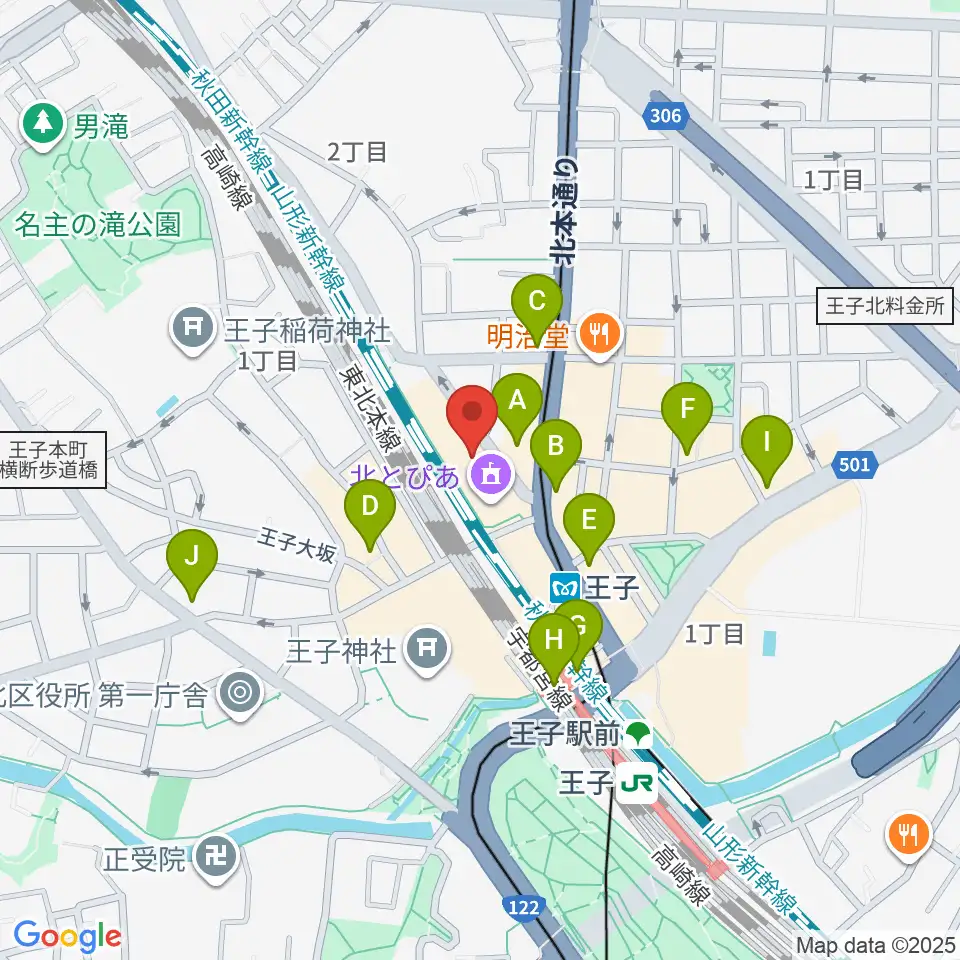 北とぴあ周辺のコンビニエンスストア一覧地図