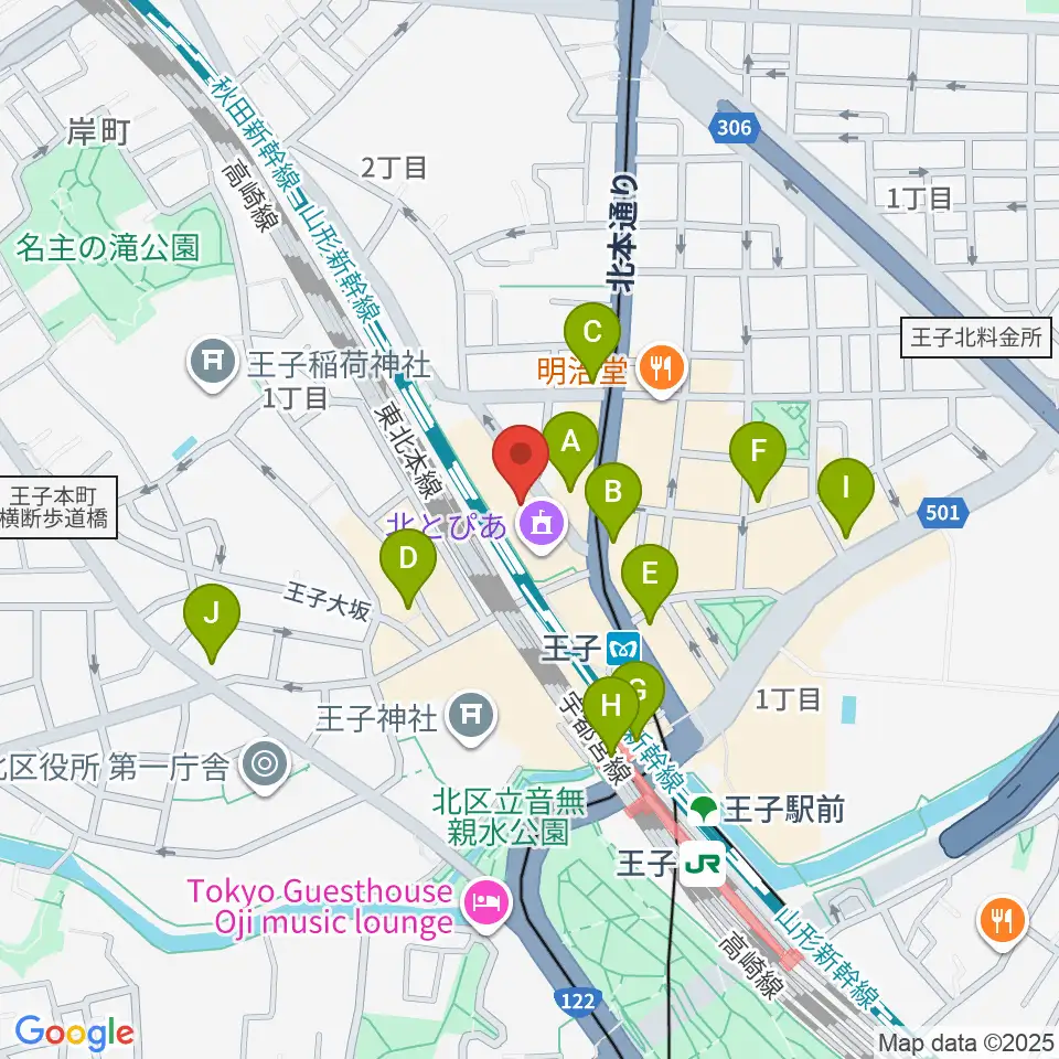 北とぴあ周辺のコンビニエンスストア一覧地図