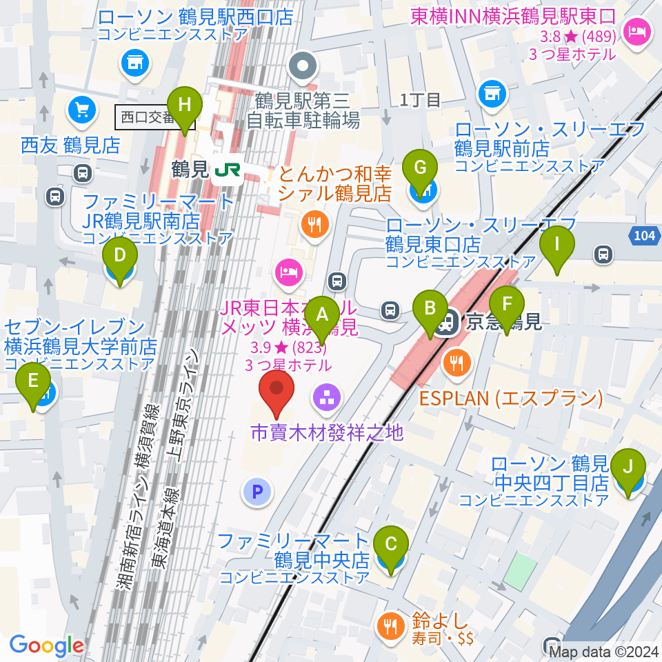 鶴見区民文化センターサルビアホール周辺のコンビニエンスストア一覧地図