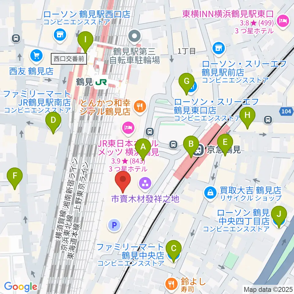 鶴見区民文化センターサルビアホール周辺のコンビニエンスストア一覧地図