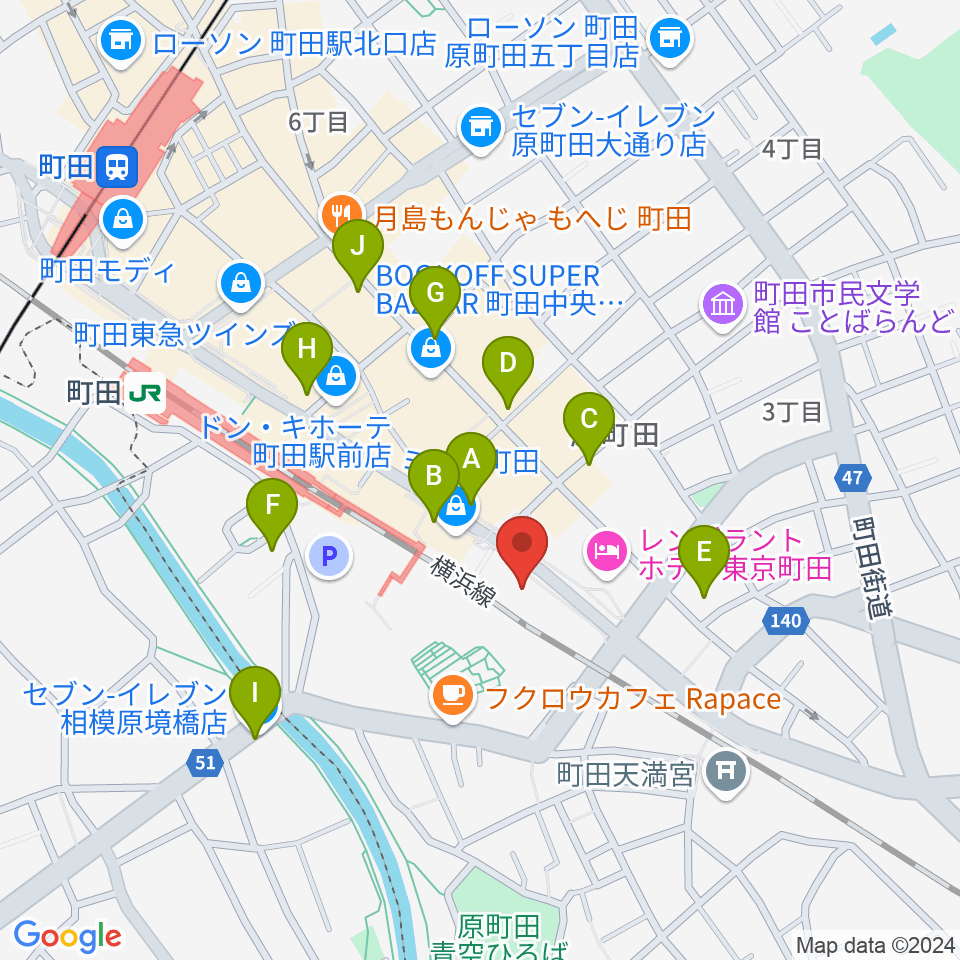 町田ターミナルプラザ市民広場周辺のコンビニエンスストア一覧地図