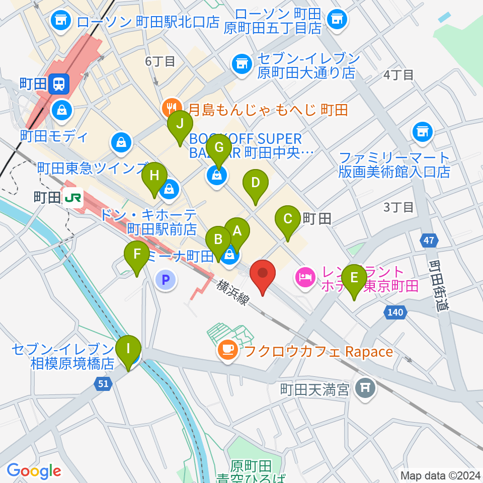 町田ターミナルプラザ市民広場周辺のコンビニエンスストア一覧地図