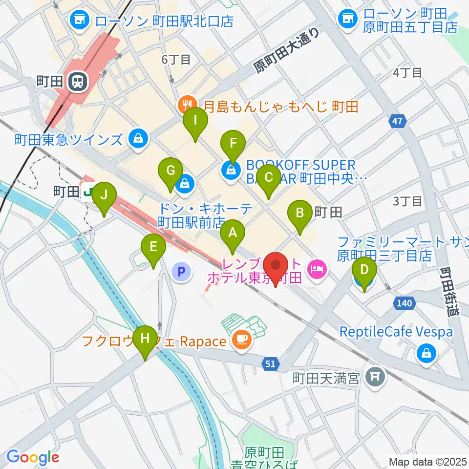 町田ターミナルプラザ市民広場周辺のコンビニエンスストア一覧地図